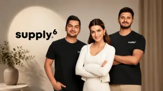 Supply6 Founders Vaibhav Bhandari and Rahul Saji Jacob with Kriti Sanon